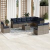 vidaXL Patio Sofa Set with Cushions 11 Piece, Sectional Sofa with Glass Table, Outdoor Conversation Set, Modern Style, Gray Poly Rattan - 2 of 4