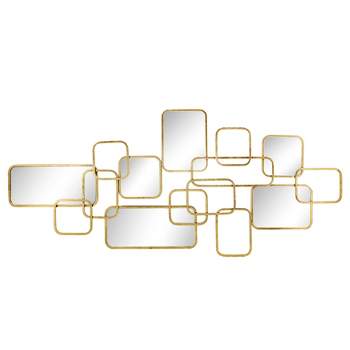 SAGEBROOK HOME 46"x20" Metal Wall Accent with Mirrors Gold