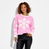 Women's Snowflake Festive Graphic Sweater - Pink - 2 of 3