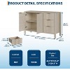 47in Large Fluted Storage Cabinets, Sideboard Buffet Cabinet Coffee Bar Cupboard Wooden Credenza with 3 Drawers for Kitchen Living Room - 2 of 4