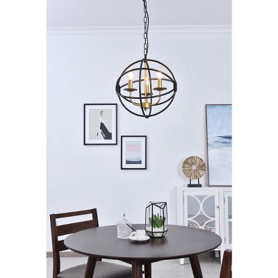 Octavia Brass and Dark Brown 3-Light Metal Pendant