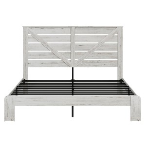 Gulches King Size Bed Frame With Headboard White Industrial Style Heavy Duty Steel 800 Lbs Noise Free No Box Spring Needed - 1 of 4