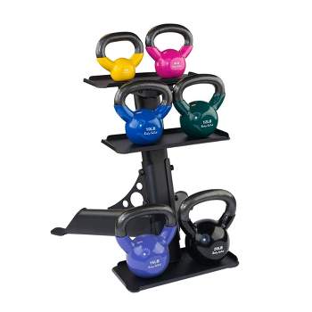 Body-Solid Set Singles Vinyl Coated Kettlebell  5-20lbs with Rack