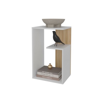 Syemin End Tables 3 Tier Side Table, S-Shaped End Table with Open Storage Shelve, Modern Accent Furniture Bedside Nightstand, White, 11.8"*15.7"*25"