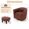 Costway Swivel Barrel Chair with Ottoman Footrest Curved Backrest & Armrests Living Room Creamy White/Gray/Brown - 3 of 4