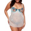 Adore Me Women's Delilah Babydoll Lingerie 38G / Lotus Pond Embroidery C05 Blue - 2 of 4