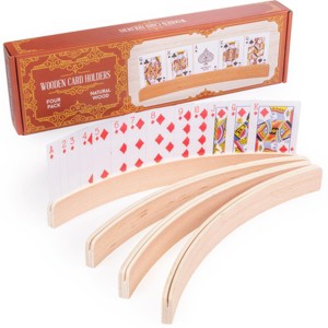 Slickblue 4 Wooden Card Holders for Game Night – Easy Hand Display with Wide Capacity for Poker, Uno, Bridge & More - 1 of 3