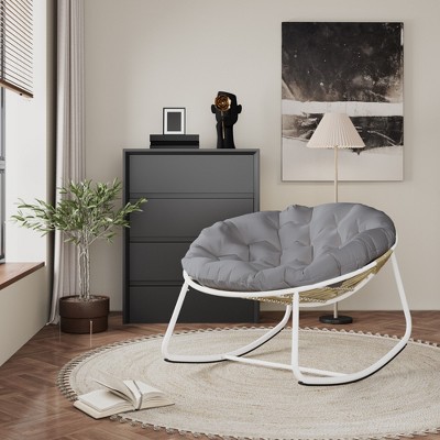 Dsvimoy Accent Chair Modern Rocking Design for Vibrant Living Areas, Deep Gray, 41.4"*24.9"*14.4"