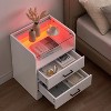LED Night Stand with 2 Drawers – Modern Side Table with Glass Top for Bedroom & Living Room - 4 of 4