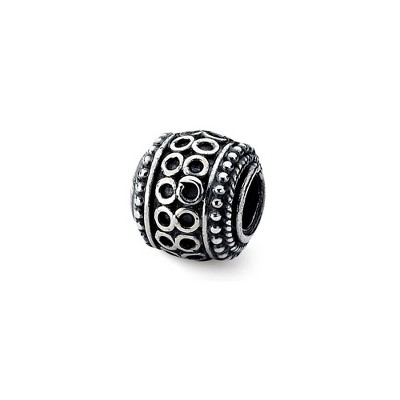 Black Bow Jewelry Sterling Silver Antiqued Artisan Circle Rope Design Bead Charm