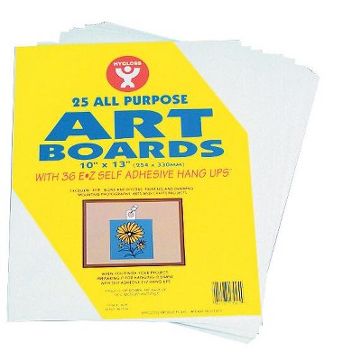 Hygloss Multi-Purpose Art Board with Self-Adhesive Hanger, 10 x 13 Inches, White, pk of 25