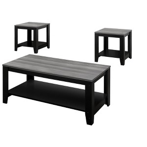 HomeRoots Set of Three 42" Gray And Black Coffee Table With Shelf - 1 of 4