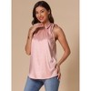 INSPIRE CHIC Women's Summer Leopard Mock Neck Tie Sleeveless Casual Blouse - 4 of 4