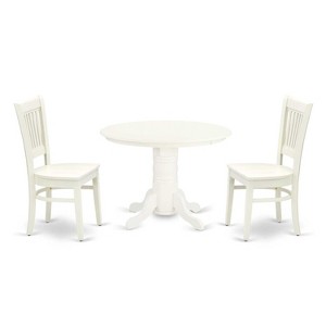 3-Piece Linen White Finish Solid Wood Top-Round Dining Room Set-Seats 4 - 1 of 4