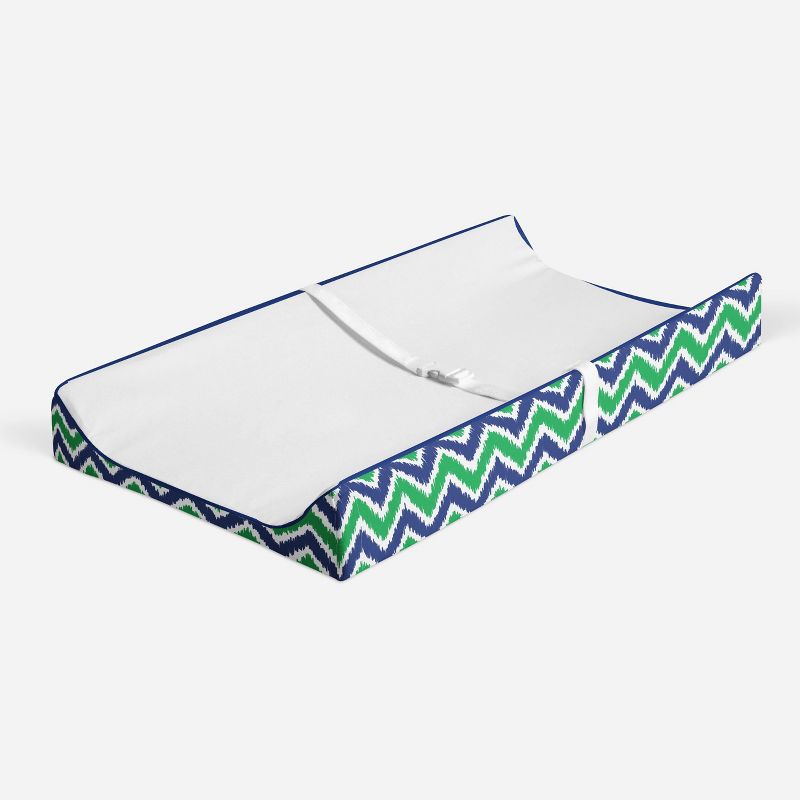 Bacati - MixNMatch Blue/Green White Changing Pad Cover, 2 of 10