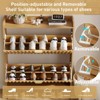 Fluted Slim Shoe Storage Cabinet, Free Standing Wooden Shoes Organizer, Wood Color - 4 of 4