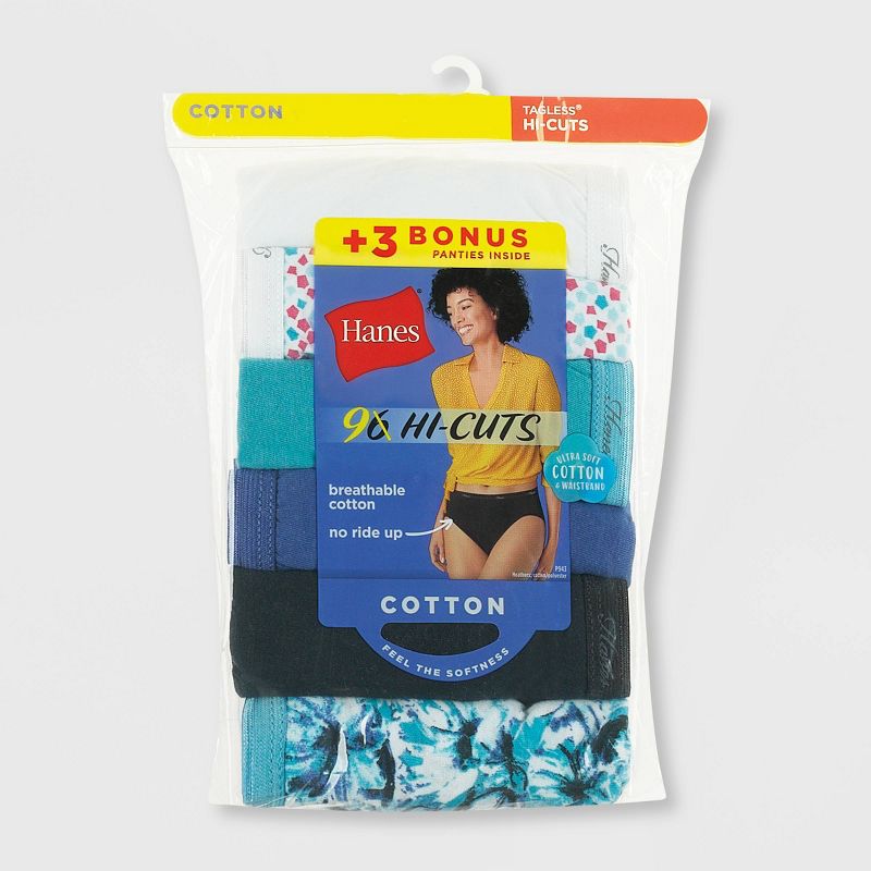 Hanes Women's 6+3pk Free Cotton Hi-Cut Underwear - Colors May Vary, 3 of 7