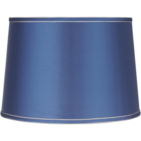 Springcrest Drum Lamp Shade Sydnee Satin Blue Medium 14" Top x 16" Bottom x 11" High Spider with Replacement Harp and Finial Fitting - image 1 of 4