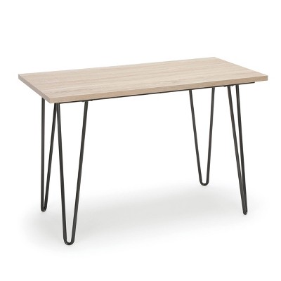 44" Home Retro Writing Desk with Hairpin Legs Gray/Natural - OFM