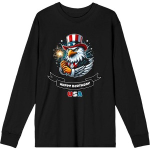 Americana Happy Birthday USA Adult Crew Neck Long Sleeve Tee - 1 of 2