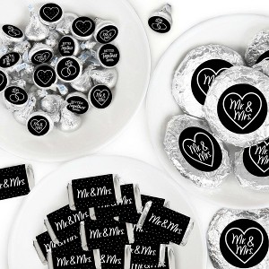 Big Dot of Happiness Mr. and Mrs. - Black and White Wedding or Bridal Shower Candy Favor Sticker Kit - 304 Pieces - 1 of 4