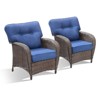 Belord Patio Chairs Set of 2 with Extra Wide Backrest, All Weather Brown Wicker Patio Furniture Set with Comfort Thick Cushion for Porch Deck Balcony - 4 of 4