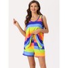 cheibear Women's Rainbow Stripe Tank Tops with Shorts Pajama Sets with Pockets - 2 of 4
