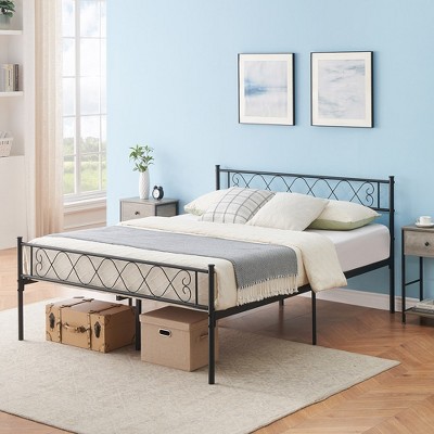 Garvee Metal Bed Frame Platform Mattress Foundation with Headboard, Black