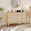 Rattan Nightstand Bedside Table, Modern Side Table with 6 Drawers, Narrow Chests of Drawers, End Tables for Bedroom, Living Room - 4 of 4