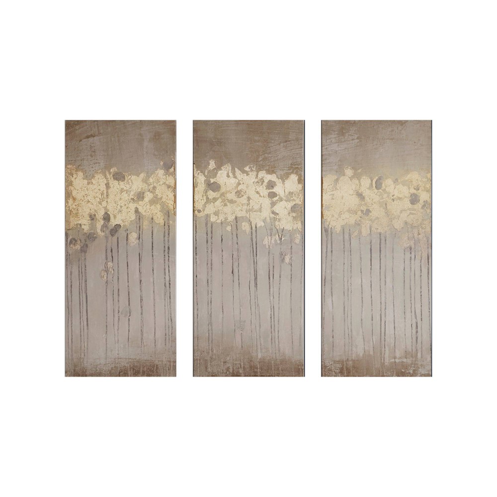 Photos - Other interior and decor  15" x 35" Sandy Forest Gel Coat Canvas with Gold Foil Embellish(Set of 3)