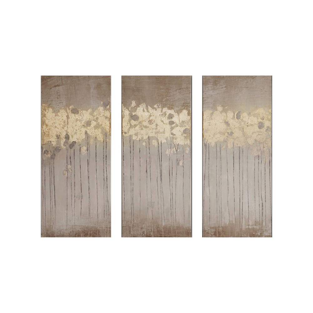 Photos - Other Decoration  15" x 35" Sandy Forest Gel Coat Canvas with Gold Foil Embellish(Set of 3)