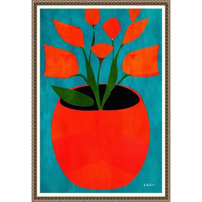 Amanti Art Red Blossoms by Bo Anderson Canvas Wall Art Print Framed 16 x 23-in.