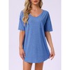 INSPIRE CHIC Women's Soft V Neck Curved Hem Comfy Oversized Nightshirt with Chest Pocket - 2 of 4