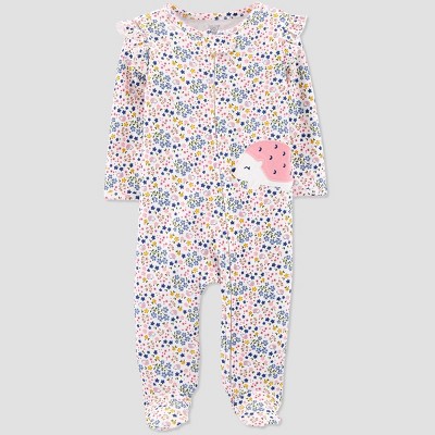 Image of Carter's Just One You® Baby Girls' Hedgehog Floral Sleep N' Play - Pink 3M