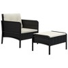 vidaXL Patio Furniture Set 2 Piece Outdoor Chair with Cushions Poly Rattan - Black - 3 of 4