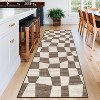 Acekool 2x6 Washable Plaid Rug – Modern Non-Slip Hallway Carpet, Stain-Resistant Geometric Design in Coastal Blue - 2 of 4
