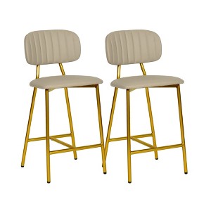 TOV Furniture Ariana Performance Vegan Leather Counter Stool - Set of 2 in Nude - 1 of 4