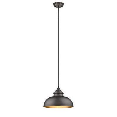 Chloe Lighting IRONCLAD Industrial-Style 1 Light Rubbed Bronze Ceiling Mini Pendant 12" Wide