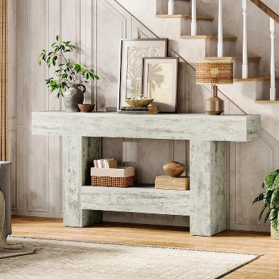 Hommoo Farmhouse Console Table With Storage Gray
