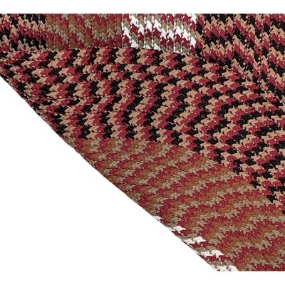 Burgundy Stripe 4' x 6' Oval Braided Reversible Synthetic Rug
