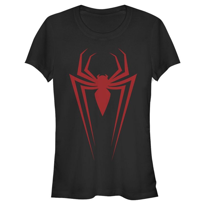 Juniors Womens Marvel Spider-Man Icon Badge T-Shirt, 1 of 4