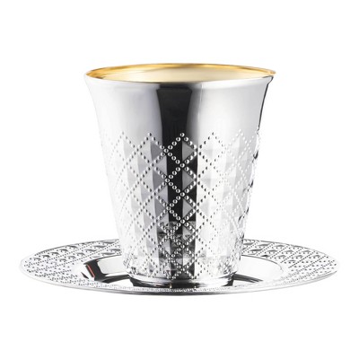 Smarty Had A Party Aluminum Silver Plastic Saucers and Kiddush Cup Set - 120 Sets