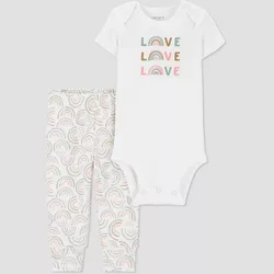 Carter's Just One You® Baby 2pc Rainbow Love Top & Bottom Set - White