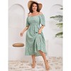 YESFASHION Womens Plus Size Square Neck Floral Print Summer Dress Ruffle Short Sleeve Tie Front Slit Hem Boho Maxi Dress - 4 of 4