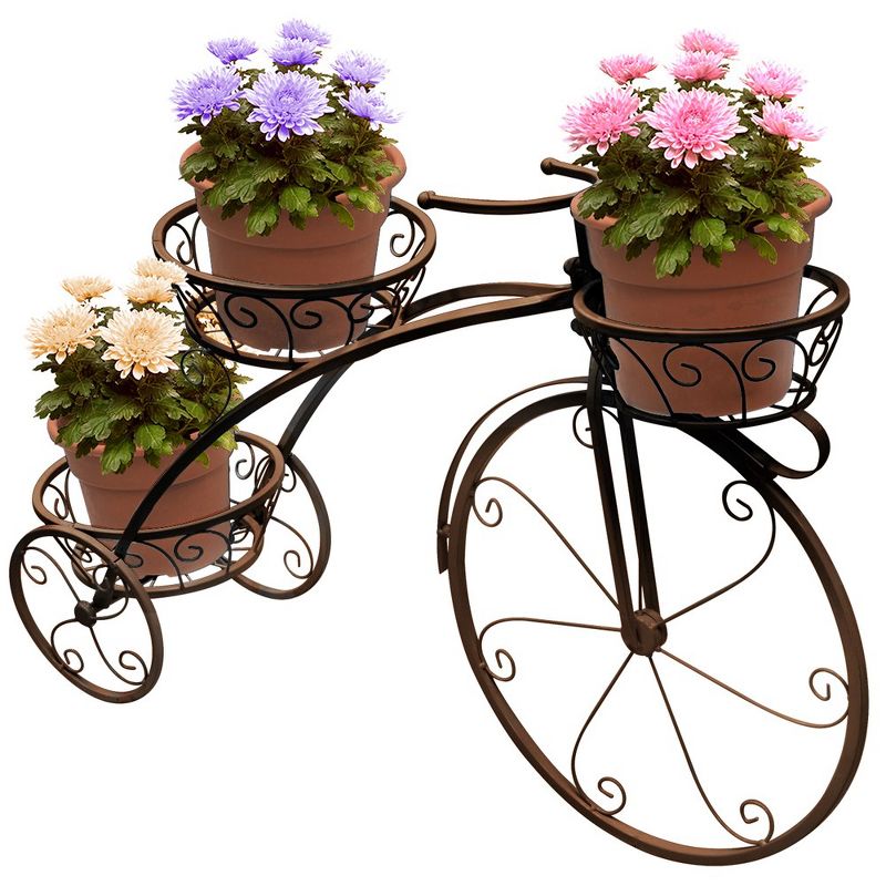 Sorbus Tricycle Plant Stand - Flower Pot Cart Holder - Ideal for Home, Garden, Patio - Great Gift for Plant Lovers (Bronze), 4 of 10