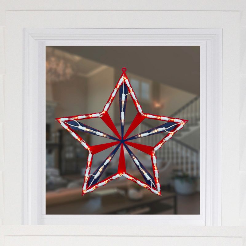 Northlight 14" Lighted Red and Blue Patriotic Star Window Silhouette - Clear Lights, 3 of 5