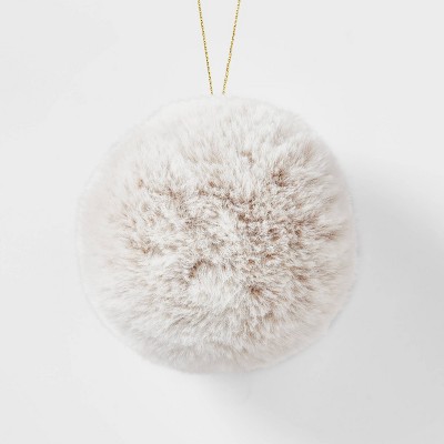 Faux Fur Round Ball Smooth Texture Christmas Tree Ornament Gray - Wondershop™