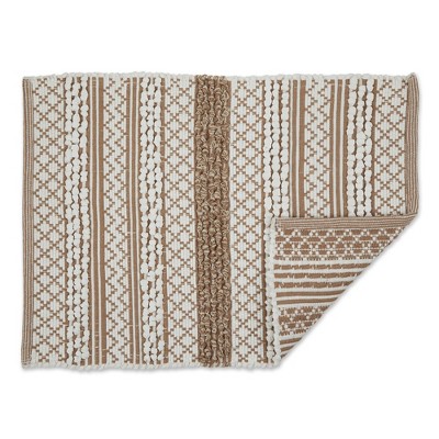 Stone and White Reversible Hand-Loomed Cotton Blend Rug 2x3 Ft