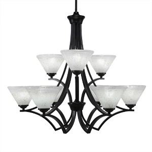 Toltec Lighting Zilo 9 - Light Chandelier in  Matte Black with 7" Gold Ice Shade - 1 of 1