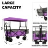 FURNIinspire Outdoor Serving Carts 480Lbs Collapsible Wagon with Canopy Lightweight Foldable Wagon with Mosquito Net, Purple, 45.28"*22.83"*38.78" - 3 of 4